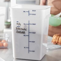 Carlisle 11966PE02 22 Qt. White Square Polyethylene Food Storage Container with Blue Graduations