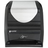 San Jamar T1470BKSS Smart System with IQ Sensor Summit Hands Free Roll Towel Dispenser - Black / Stainless Steel Look