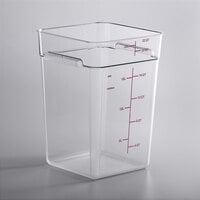 Carlisle 22 Qt. Allergen-Free Clear Square Polycarbonate Food Storage Container