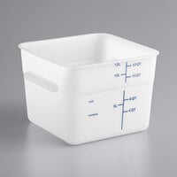 Carlisle 11964PE02 12 Qt. White Square Polyethylene Food Storage Container with Blue Graduations