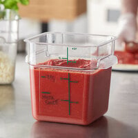 Carlisle 1195107 4 Qt. Clear Square Polycarbonate Food Storage Container with Green Graduations