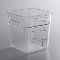 Carlisle 1195107 4 Qt. Clear Square Polycarbonate Food Storage Container with Green Graduations