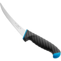 Schraf™ 6 inch Blue Curved Semi-Stiff Boning Knife with TPRgrip Handle
