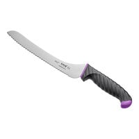Schraf 9 inch Serrated Offset Bread Knife with Purple Allergen-Free TPRgrip Handle