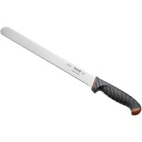Schraf™ 12 inch Serrated Edge Slicing Knife with Brown TPRgrip Handle
