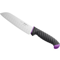 Schraf™ 7 inch Granton Edge Santoku Knife with Purple TPRgrip Handle