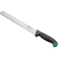 Schraf™ 10 inch Serrated Edge Slicing Knife with Green TPRgrip Handle