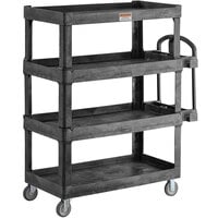 Rubbermaid 2128657 Ergo Black 700 lb. 4 Shelf Heavy-Duty Utility Cart with Ergonomic Handle