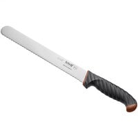Schraf™ 10 inch Serrated Edge Slicing Knife with Brown TPRgrip Handle