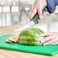 Schraf™ 6 inch Green Curved Semi-Stiff Boning Knife with TPRgrip Handle