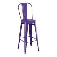 Lancaster Table & Seating Alloy Series Purple Outdoor Cafe Barstool