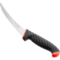 Schraf™ 6 inch Red Curved Semi-Stiff Boning Knife with TPRgrip Handle