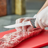 Schraf™ 6 inch Red Narrow Stiff Boning Knife with TPRgrip Handle
