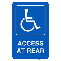 Lavex Industrial Handicapped Parking / Access At Rear Engineer Grade Reflective Blue Aluminum Sign - 12 inch x 18 inch