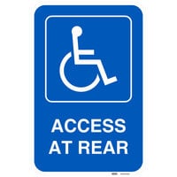 Lavex "Handicapped Parking / Access At Rear" Reflective Blue Aluminum Sign - 12" x 18"