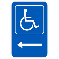 Lavex Industrial Handicapped Parking Left Arrow Engineer Grade Reflective Blue Aluminum Sign - 12 inch x 18 inch