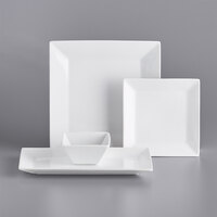 Acopa Bright White Square and Rectangular Dinnerware Set with Service for 12 - 48/Set