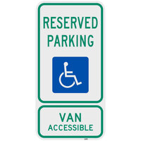 Lavex Industrial Handicapped Reserved Parking / Van Accessible Engineer Grade Reflective Green / Blue Aluminum Sign - 12 inch x 24 inch