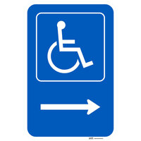 Lavex Industrial Handicapped Parking Right Arrow Engineer Grade Reflective Blue Aluminum Sign - 12 inch x 18 inch