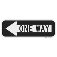 Lavex Industrial One Way Left Arrow High Intensity Prismatic Reflective Black Aluminum Sign - 18 inch x 6 inch