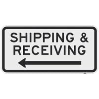 Lavex "Shipping &amp; Receiving" Left Arrow Reflective Black Aluminum Sign - 24" x 12"