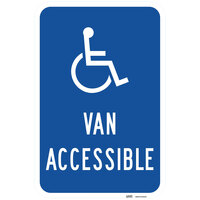 Lavex Industrial Handicapped Parking / Van Accessible Engineer Grade Reflective Blue Aluminum Sign - 12 inch x 18 inch