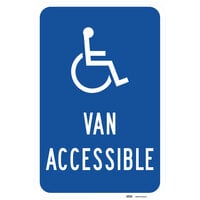 Lavex "Handicapped Parking / Van Accessible" Reflective Blue Aluminum Sign - 12" x 18"