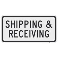 Lavex "Shipping &amp; Receiving" Reflective Black Aluminum Sign - 24" x 12"