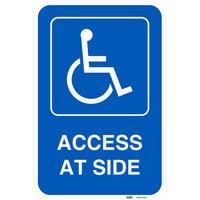Lavex "Handicapped Parking / Access At Side" Reflective Blue Aluminum Sign - 12" x 18"
