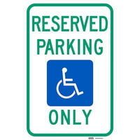 Lavex "Handicapped Reserved Parking Only" Reflective Green / Blue Aluminum Sign - 12" x 18"