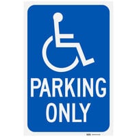Lavex "Handicap Parking Only" Reflective Blue Aluminum Sign - 12" x 18"