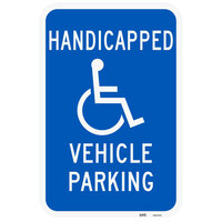 Lavex Industrial Handicapped Vehicle Parking Engineer Grade Reflective Blue Aluminum Sign - 12 inch x 18 inch