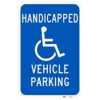 Lavex "Handicapped Vehicle Parking" Reflective Blue Aluminum Sign - 12" x 18"