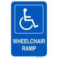 Lavex "Handicapped Parking / Wheelchair Ramp" Reflective Blue Aluminum Sign - 12" x 18"
