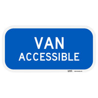 Lavex Industrial Van Accessible Engineer Grade Reflective Blue Aluminum Sign - 12 inch x 6 inch