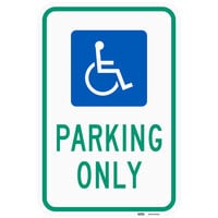 Lavex "Handicapped Parking Only" Reflective Green / Blue Aluminum Sign - 12" x 18"