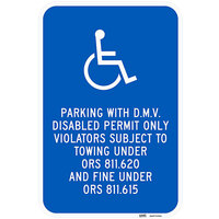 Lavex Industrial Handicapped Parking With D.M.V. Disabled Permit Only Engineer Grade Reflective Blue Aluminum Sign - 12 inch x 18 inch