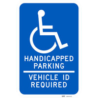 Lavex Industrial Texas Handicapped Parking / Vehicle ID Required Engineer Grade Reflective Blue Aluminum Sign - 12 inch x 18 inch