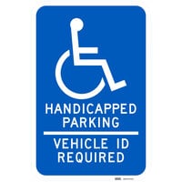 Lavex Texas "Handicapped Parking / Vehicle ID Required" Reflective Blue Aluminum Sign - 12" x 18"