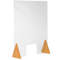 Cal-Mil 22137-31-99 Madera Free-Standing Register Shield with 8 inch x 10 inch Window and Rustic Pine Wood Triangle Bases - 31 3/4 inch x 40 inch