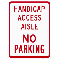 Lavex Industrial Handicap Access Aisle / No Parking Engineer Grade Reflective Red Aluminum Sign - 18 inch x 24 inch
