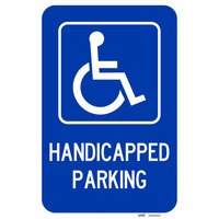Lavex Industrial Handicapped Parking Engineer Grade Reflective Blue Aluminum Sign - 12 inch x 18 inch