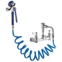 Waterloo 2.6 GPM Wall-Mounted Pet Grooming / Utility Faucet with 8 inch Centers, 9' Coiled Hose, and Vacuum Breaker