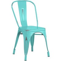 Lancaster Table & Seating Alloy Series Distressed Seafoam Outdoor Cafe Chair