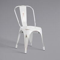 Lancaster Table & Seating Alloy Series Distressed White Outdoor Cafe Chair