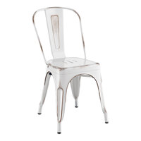 Lancaster Table & Seating Alloy Series Distressed White Outdoor Cafe Chair