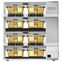 Merco MHG42SAB2N MercoMax 4 Shelf / 8 Pan Double Sided Pass-Through Dedicated Holding Bin Cabinet with Timer Bars - 230V; 2737W