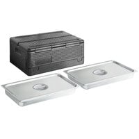 CaterGator Black Top Loading Insulated Food Pan Carrier with Vigor Full  Size Stainless Steel Food Pan / Lid - 6 Deep Full-Size Pan Max Capacity