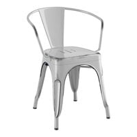 Lancaster Table & Seating Alloy Series Distressed Silver Outdoor Arm Chair