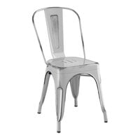 Lancaster Table & Seating Alloy Series Distressed Silver Outdoor Cafe Chair